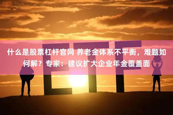 什么是股票杠杆官网 养老金体系不平衡，难题如何解？专家：建议扩大企业年金覆盖面