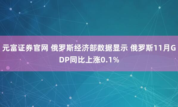 元富证券官网 俄罗斯经济部数据显示 俄罗斯11月GDP同比上涨0.1%